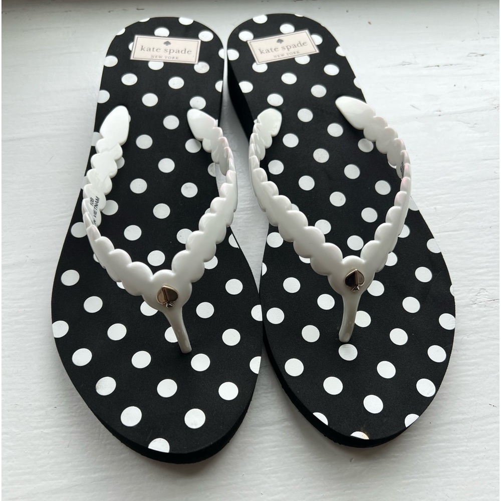 KATE SPADE NEW YORK Megan Polka Dot SANDAL Size 10 Black/White NEW $65